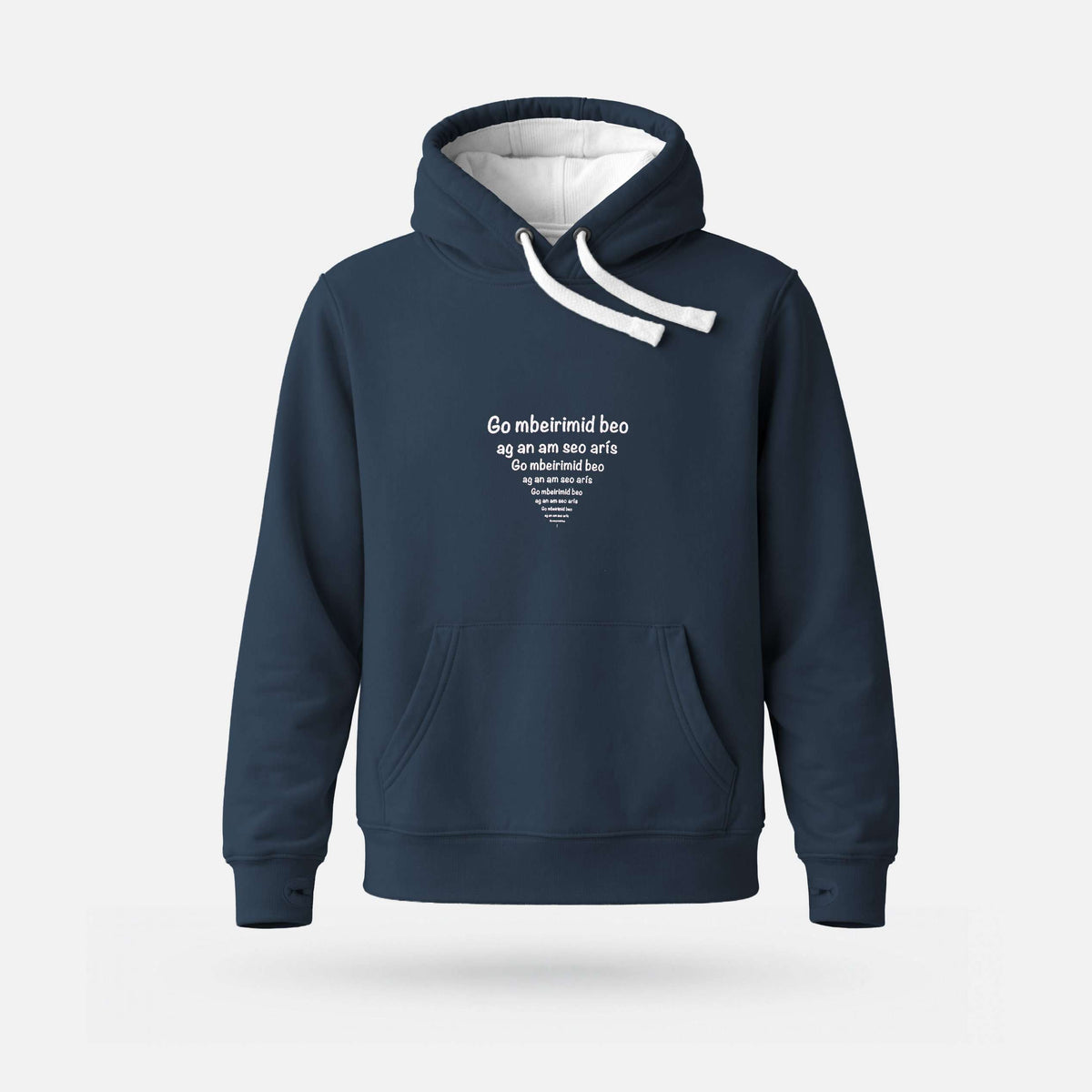 Go mBeirimid Beo - Heavyweight Adults' Hoodie - Spailpín - French Navy / M