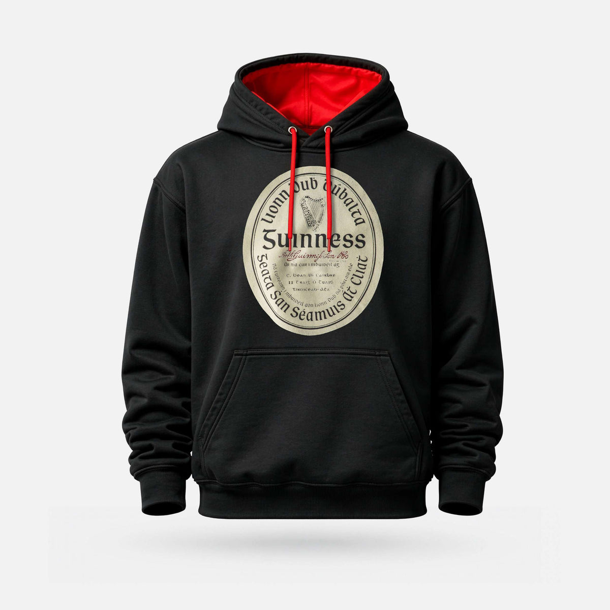 Guinness - Midweight Adults' Hoodie - Spailpín - Black/Red / XS