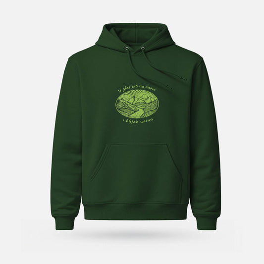 Is Glas Iad na Cnoic - Midweight Adults' Hoodie - Spailpín - S / Bottle Green
