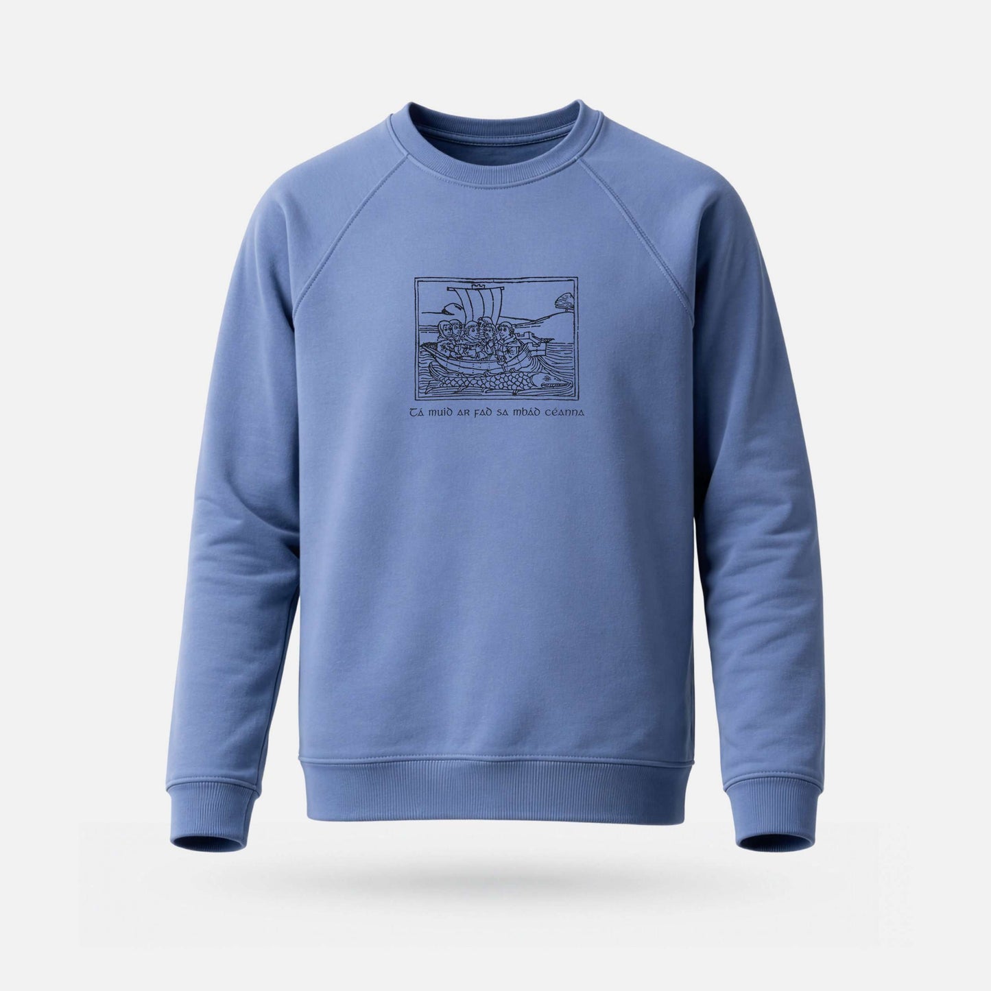 Tá Muid ar Fad sa mBád Céanna - Organic Adults' Sweatshirt - Spailpín - S / Purple/Blue