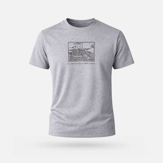 Tá Muid ar Fad Sa mBád Céanna - Adults' T-Shirt - Spailpín - Grey Melange / XS