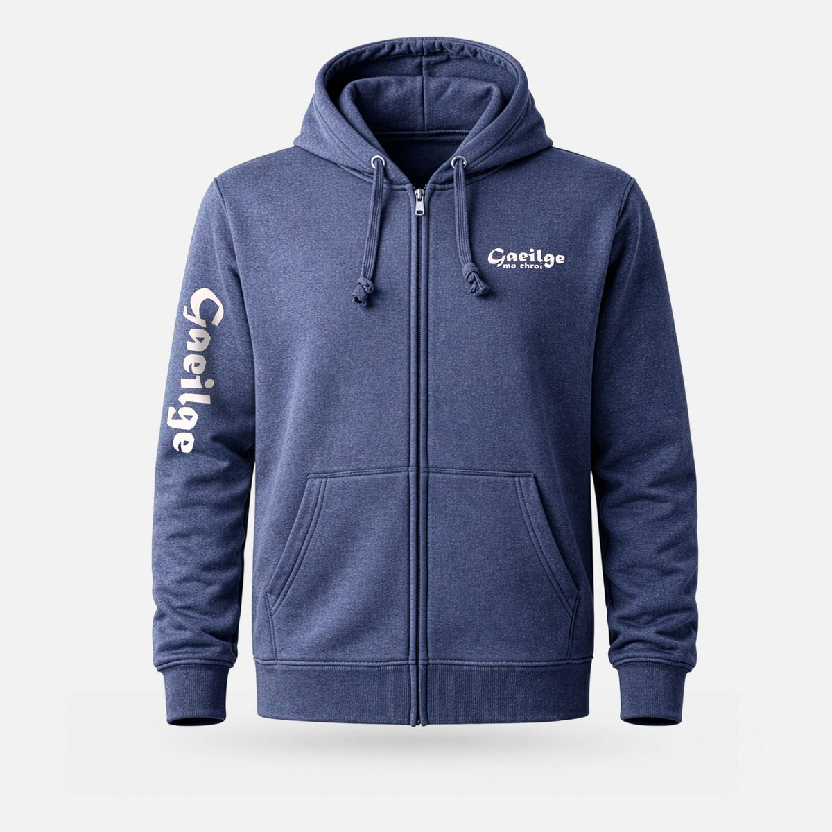 Gaeilge Mo Chrói - Adults' Zip-Up Hoodie - Spailpín - S / Navy Melange