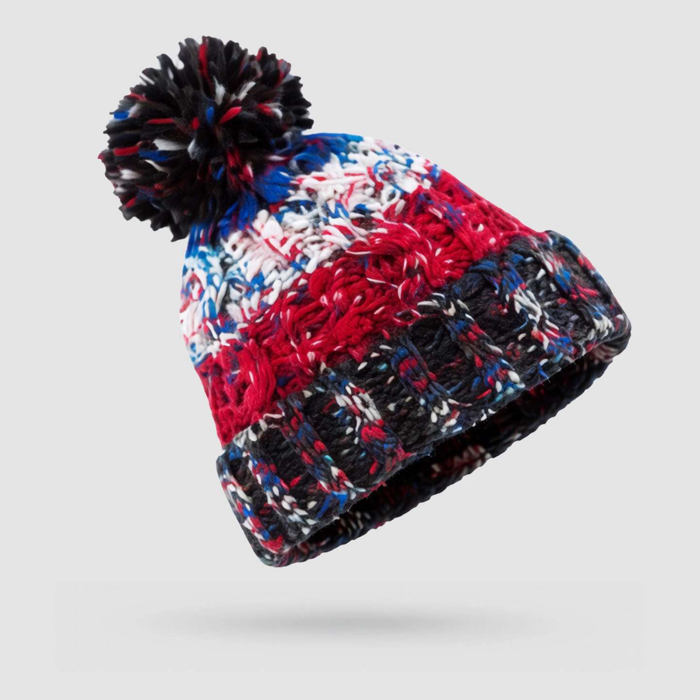 Beechfield Corkscrew 7 Pom Pom - Beanie - Spailpín - One Size