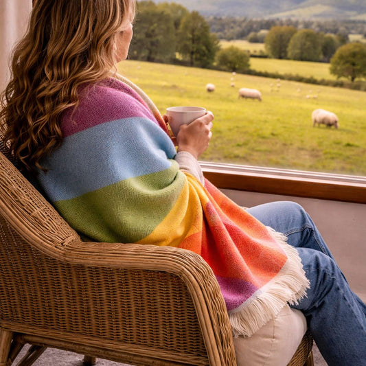 Rainbow Tweed Blanket by Elsie Tweed - Spailpín