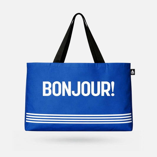Bonjour! Oversized Tote Bag - Spailpín - Blue