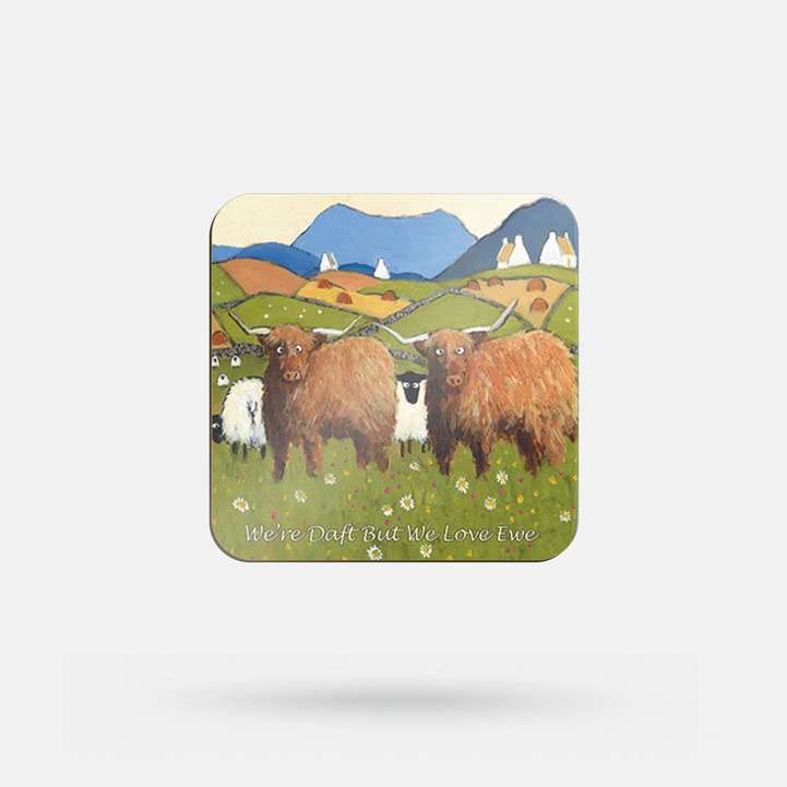 We're Daft But We Love Ewe by Thomas Joseph - Coaster - Spailpín