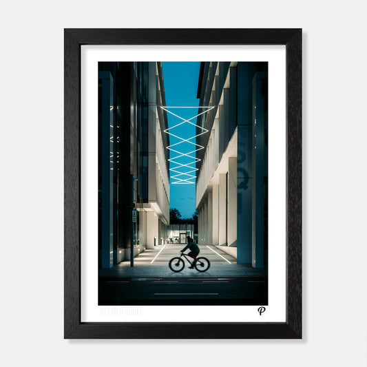 Cyclist Passing Navigation Square Print