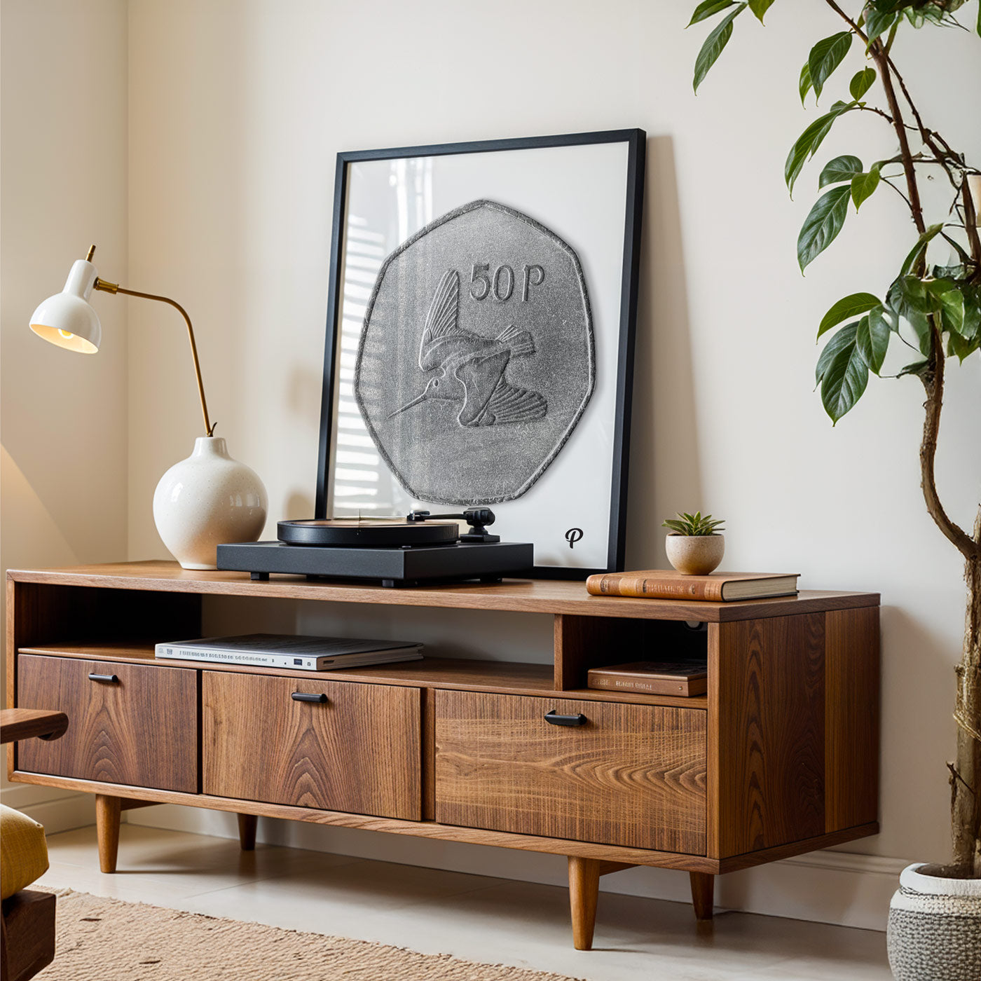 50p Woodcock Bird Coin Print