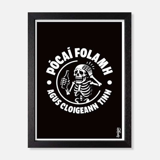Pócaí Folamh Agus Cloigeann Tinn - Print - Spailpín - A5 Framed
