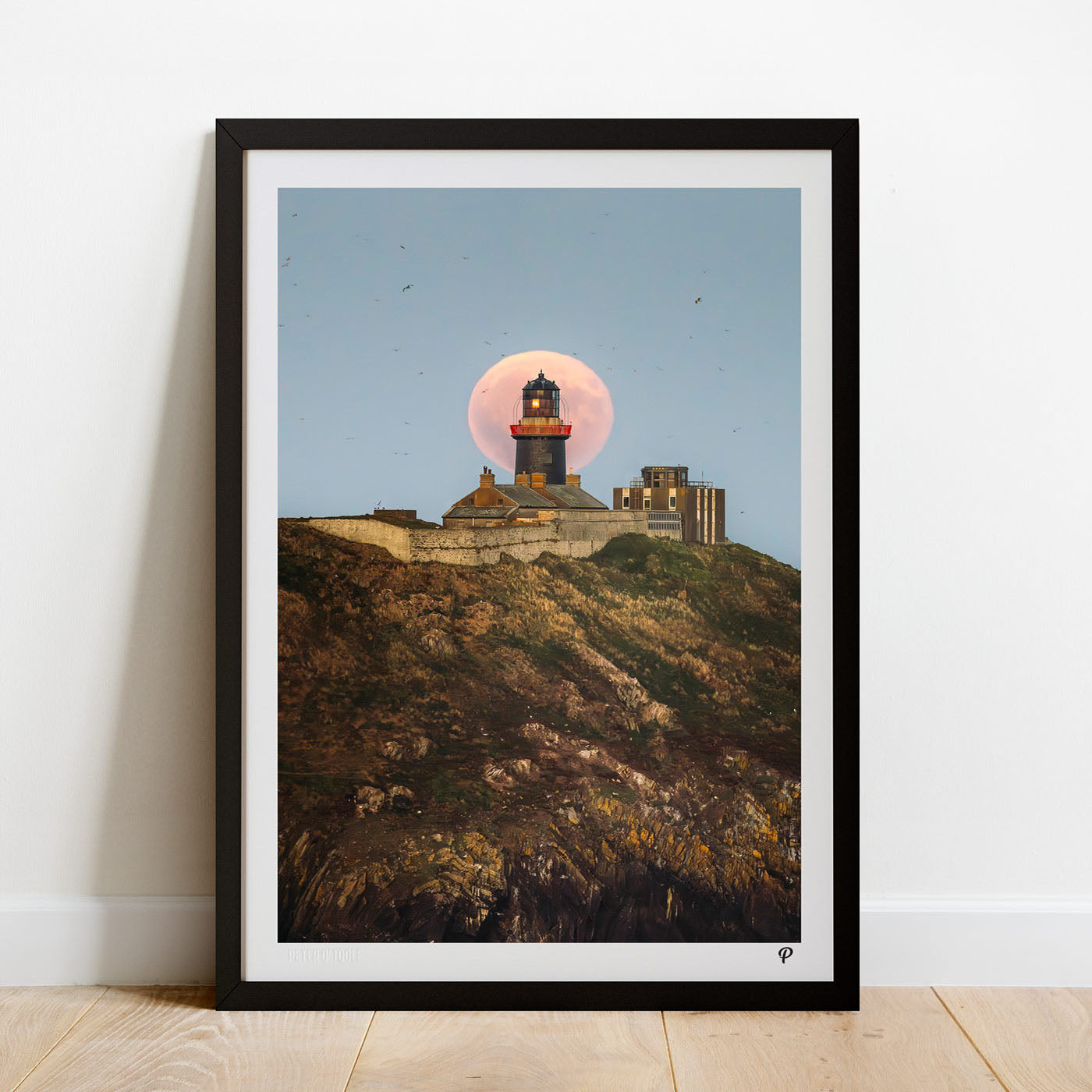 Harvest Supermoon Over Ballycotton Lighthouse Print