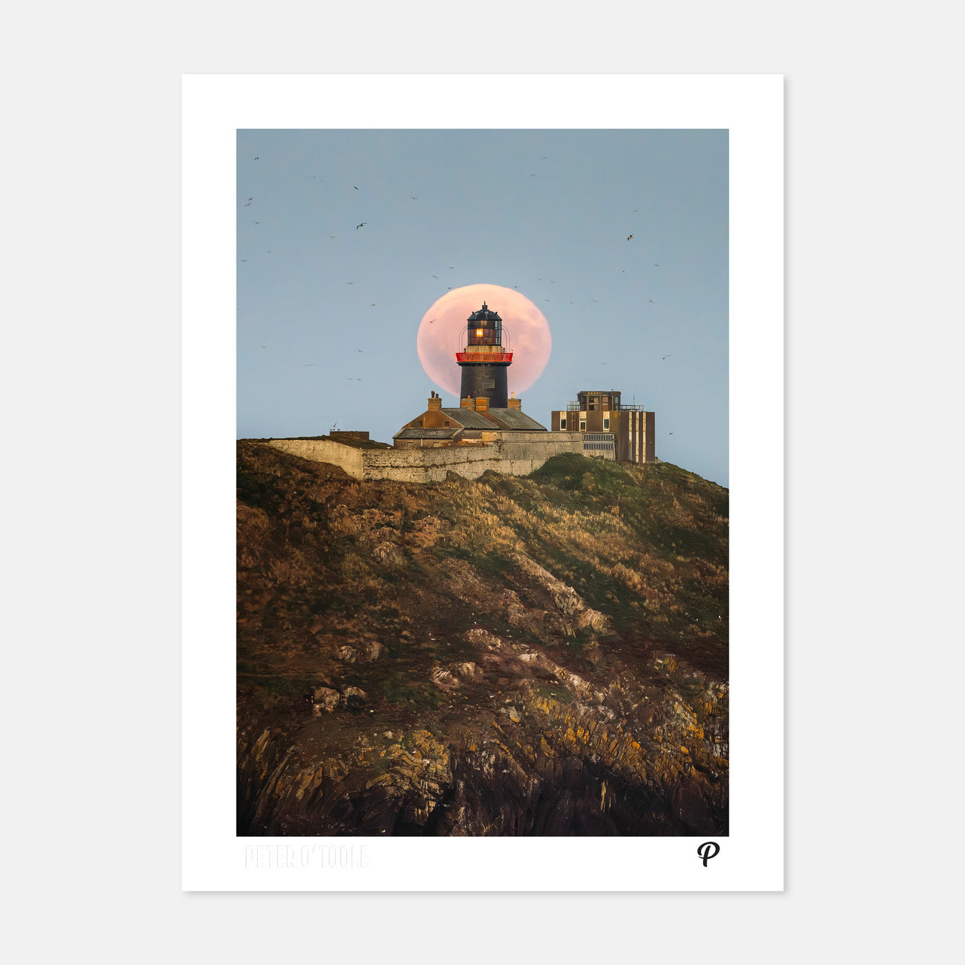 Harvest Supermoon Over Ballycotton Lighthouse - Prionta