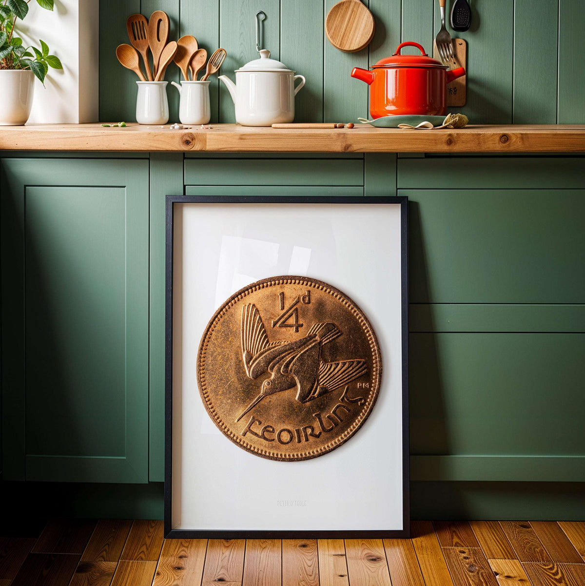 Irish Farthing Coin – Woodcock by Percy Metcalfe - Coin Print - Spailpín
