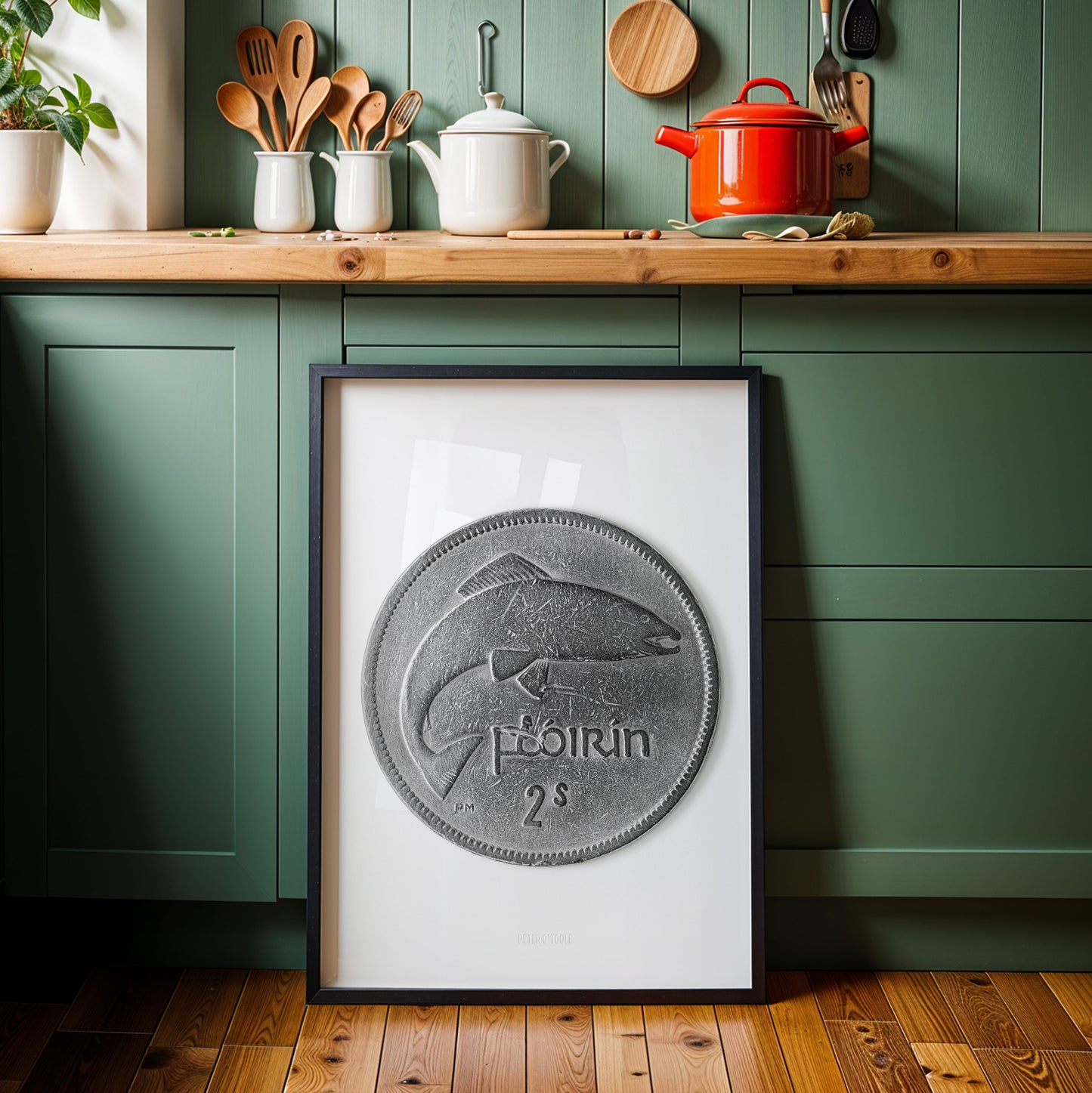 Irish Florin (Two Shillings) Coin – Salmon by Percy Metcalfe - Coin Print