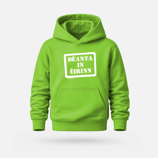 Déanta in Éirinn - Kids' Hoodie - Spailpín - 1-2 Years / Lime Green