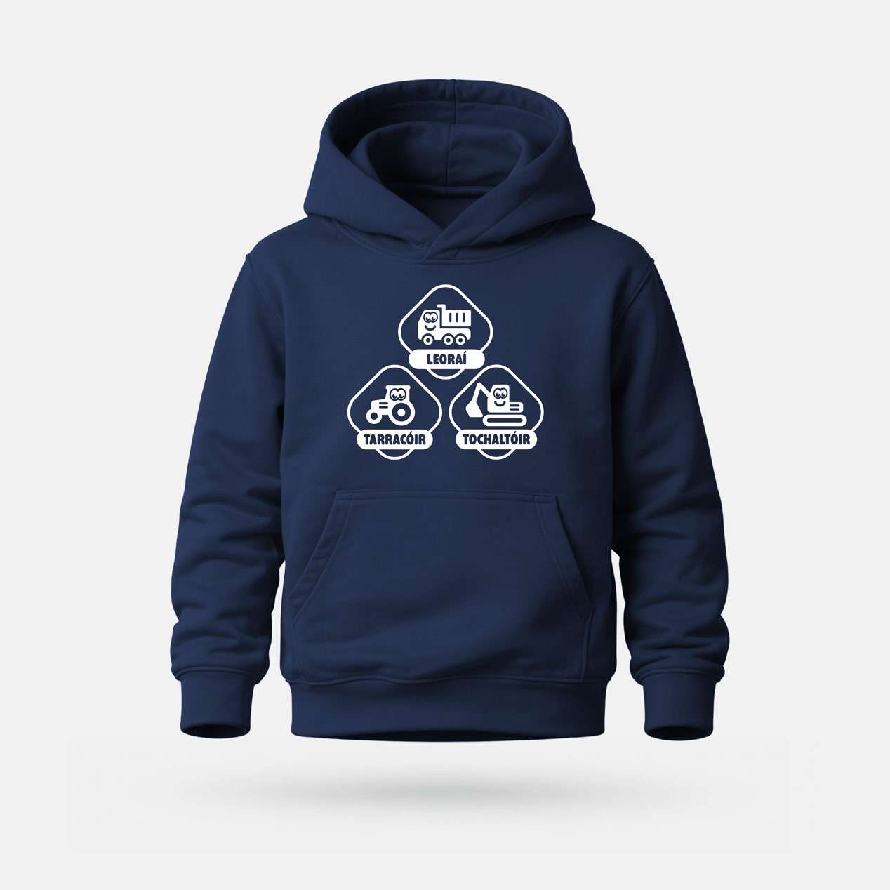 Leoraí, Tarracóir, Tochaltóir 2026 - Kids' Hoodie - Spailpín - 1-2 Years / Navy