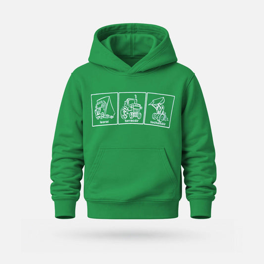 Leoraí, Tarracóir, Tochaltóir - Kids' Hoodie - Spailpín - 1-2 Years / Kelly Green