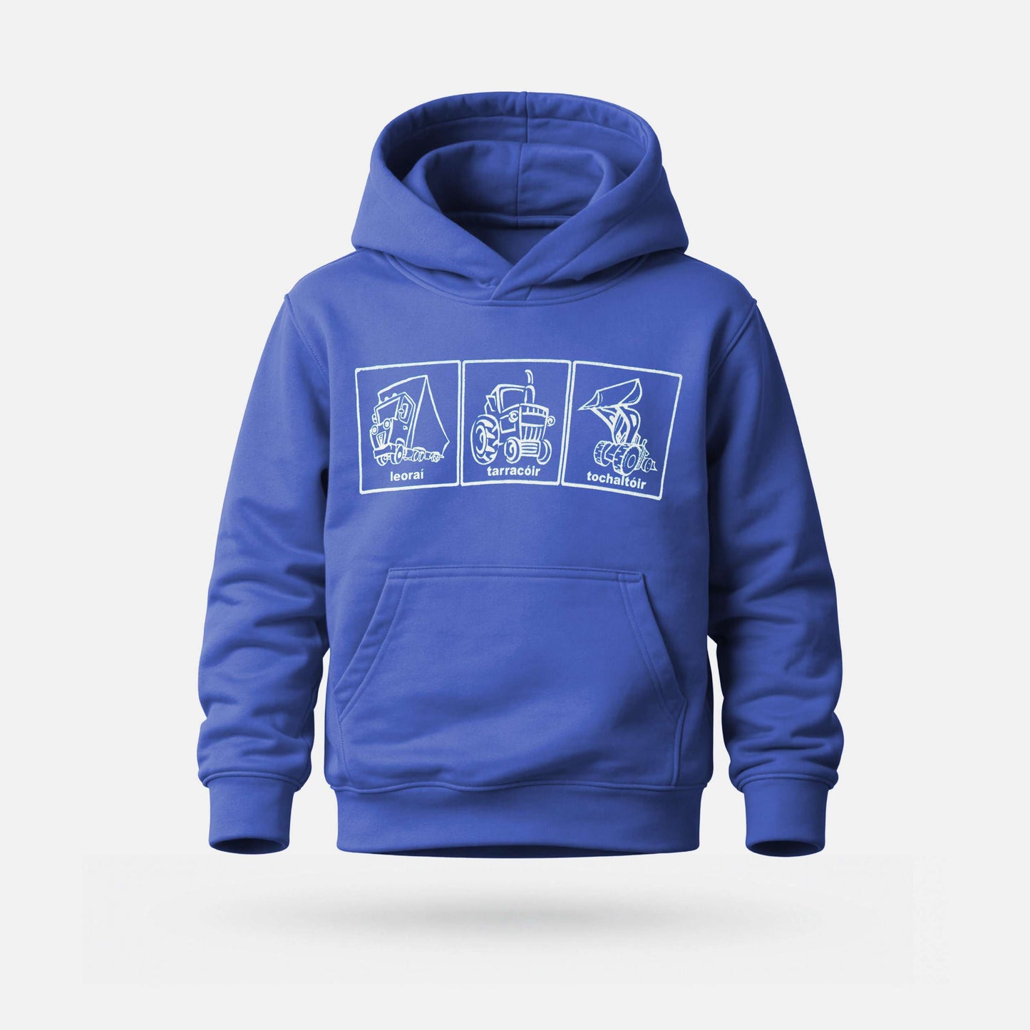 Leoraí, Tarracóir, Tochaltóir - Kids' Hoodie - Spailpín - 1-2 Years / Purple/Blue