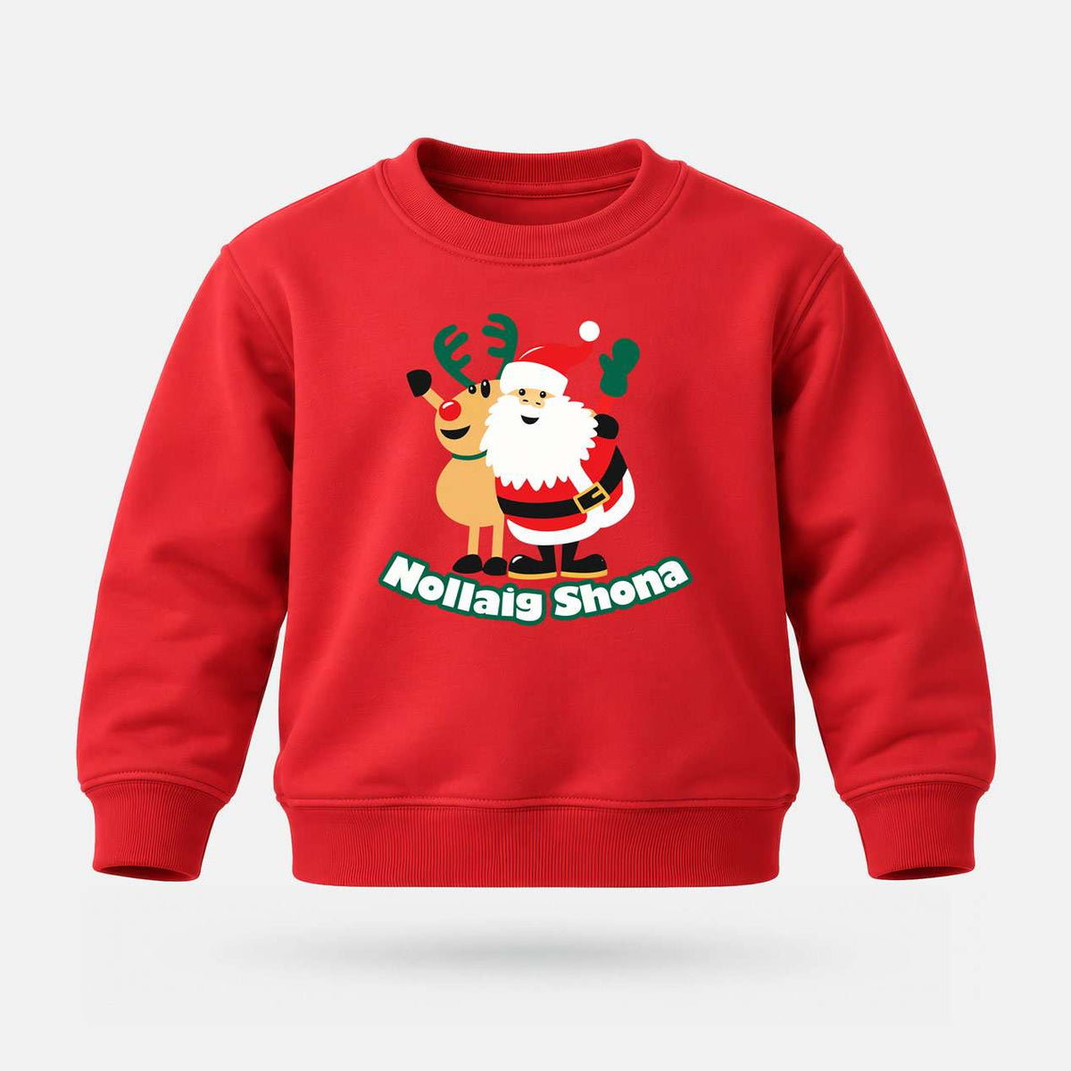 Nollaig Shona le Daidí na Nollag & Rudolph - Kids' Sweatshirt