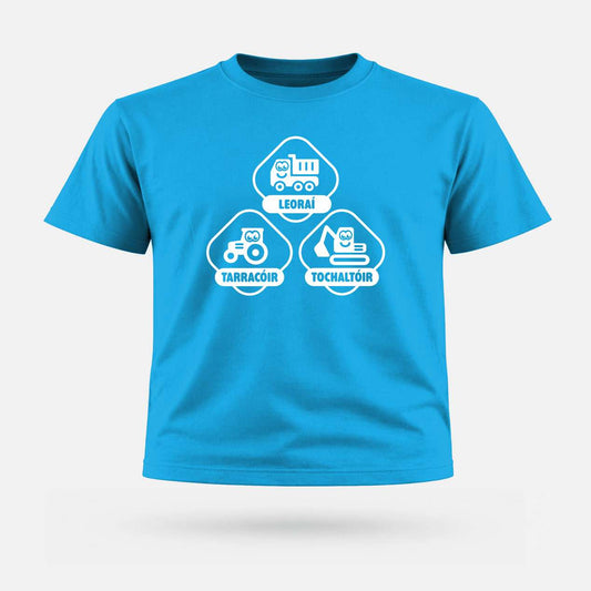 Leoraí, Tarracóir, Tochaltóir 2026 - Kids' T-Shirt - Spailpín - 1-2 Years / Aqua Blue