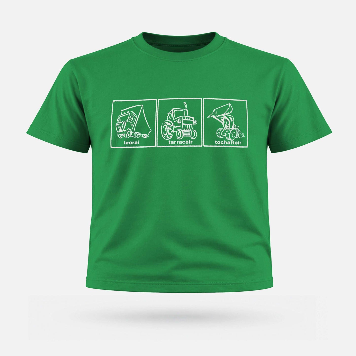 Leoraí, Tarracóir, Tochaltóir - Kids' T-Shirt - Spailpín - 1-2 Years / Kelly Green