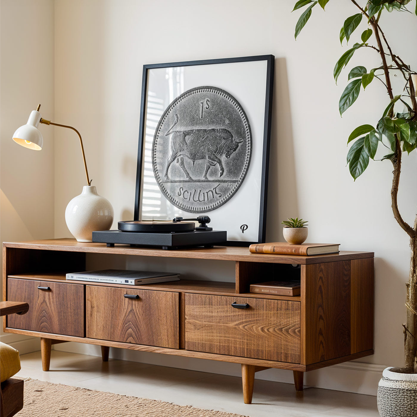 One Scilling Bull Coin Print