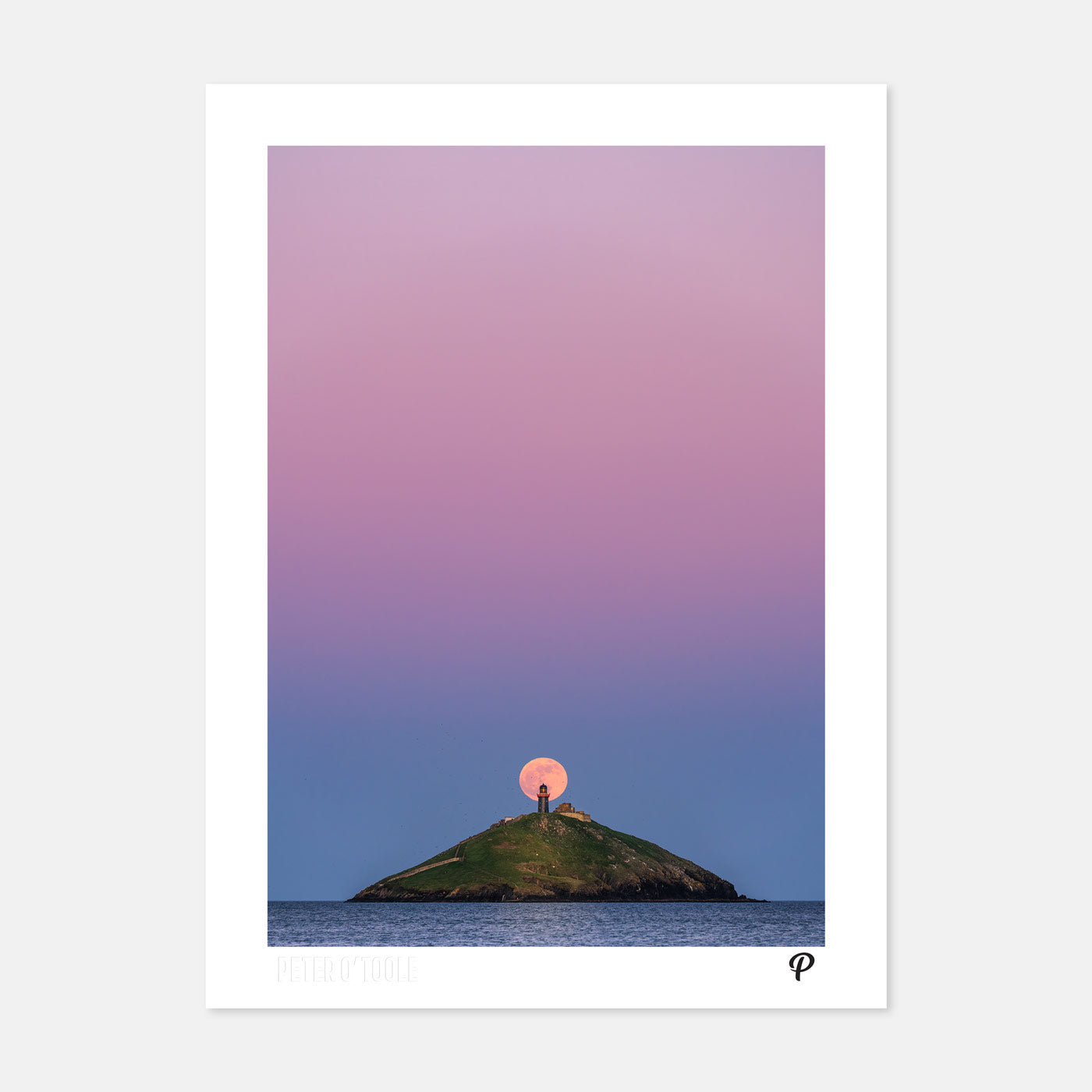 Pink Moon Over Ballycotton Lighthouse (Portráid) - Prionta