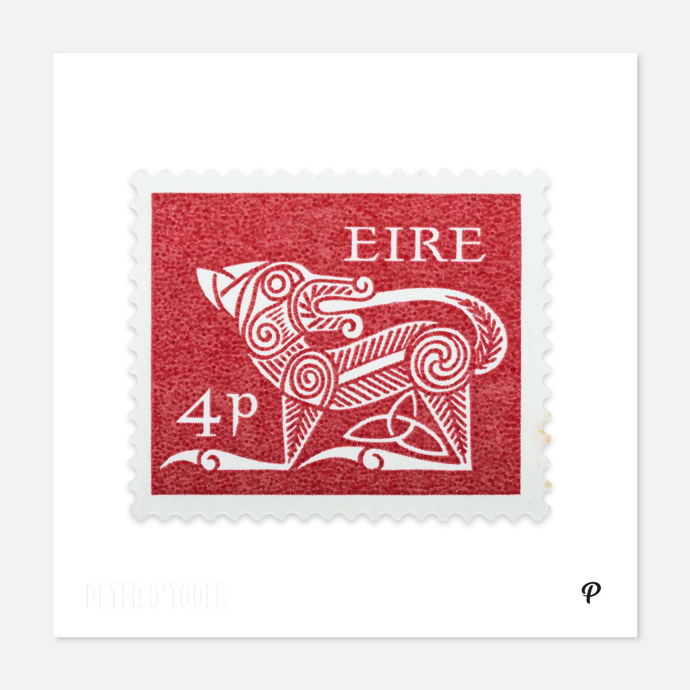 4p Éire Dog Definitive Stamp - Print - Spailpín - 200mm Print