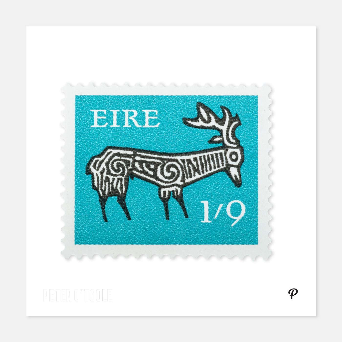 1/9 Éire Deer Definitive Stamp Print - Spailpín - 200mm Print