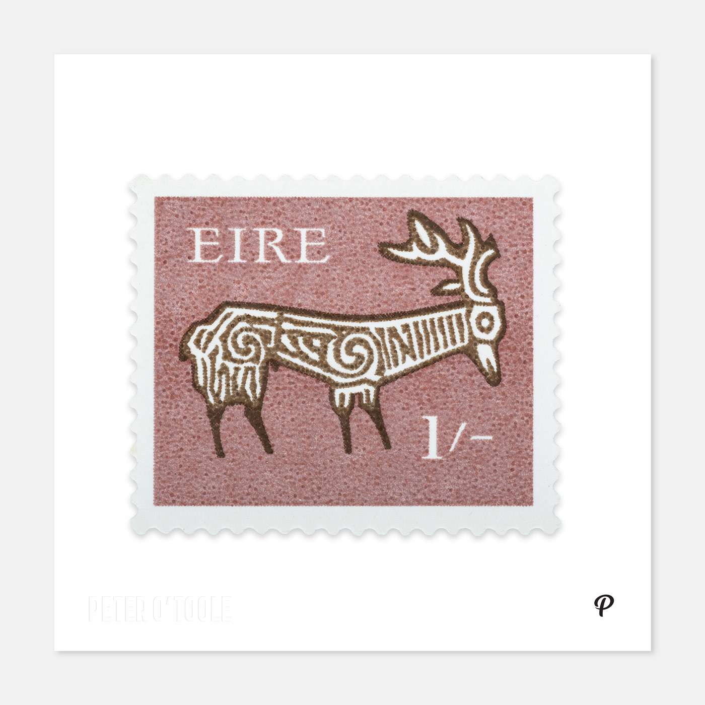 1 / Éire Deer Definitive Stamp - Print - Spailpín - 200mm Print