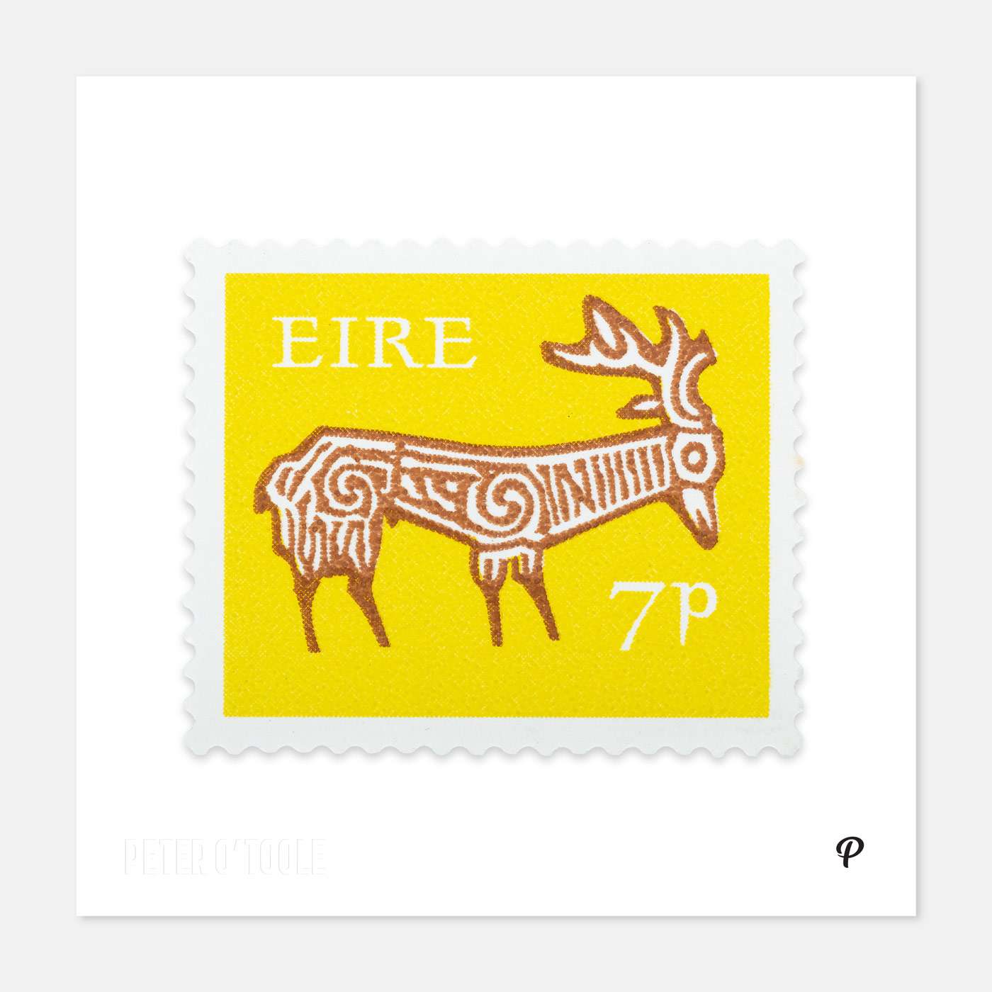 7p Éire Deer Definitive Stamp - Print - Spailpín - 200mm Print