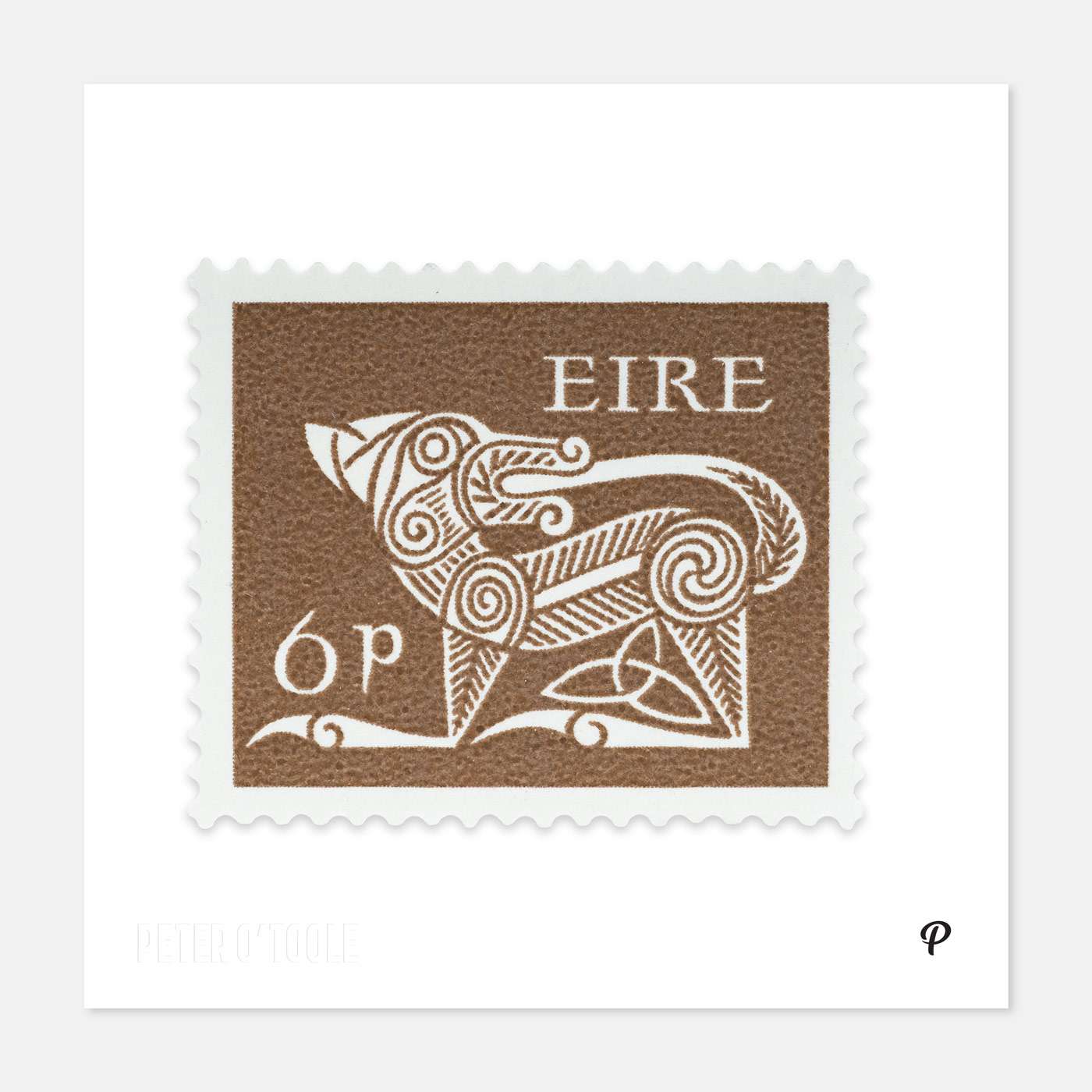 6p Éire Dog Definitive Stamp - Print - Spailpín - 200mm Print