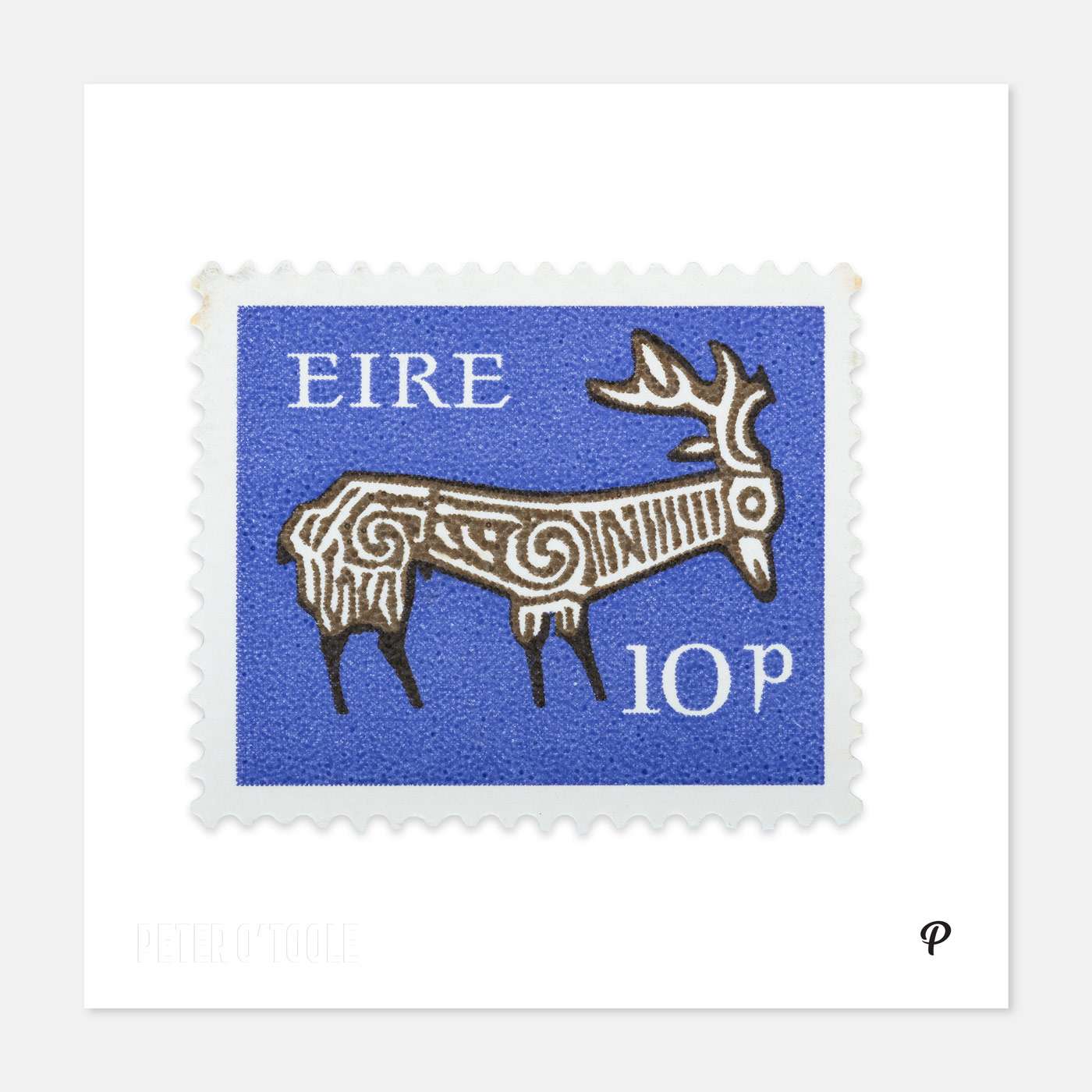 10p Éire Deer Definitive Stamp - Print - Spailpín - 200mm Print
