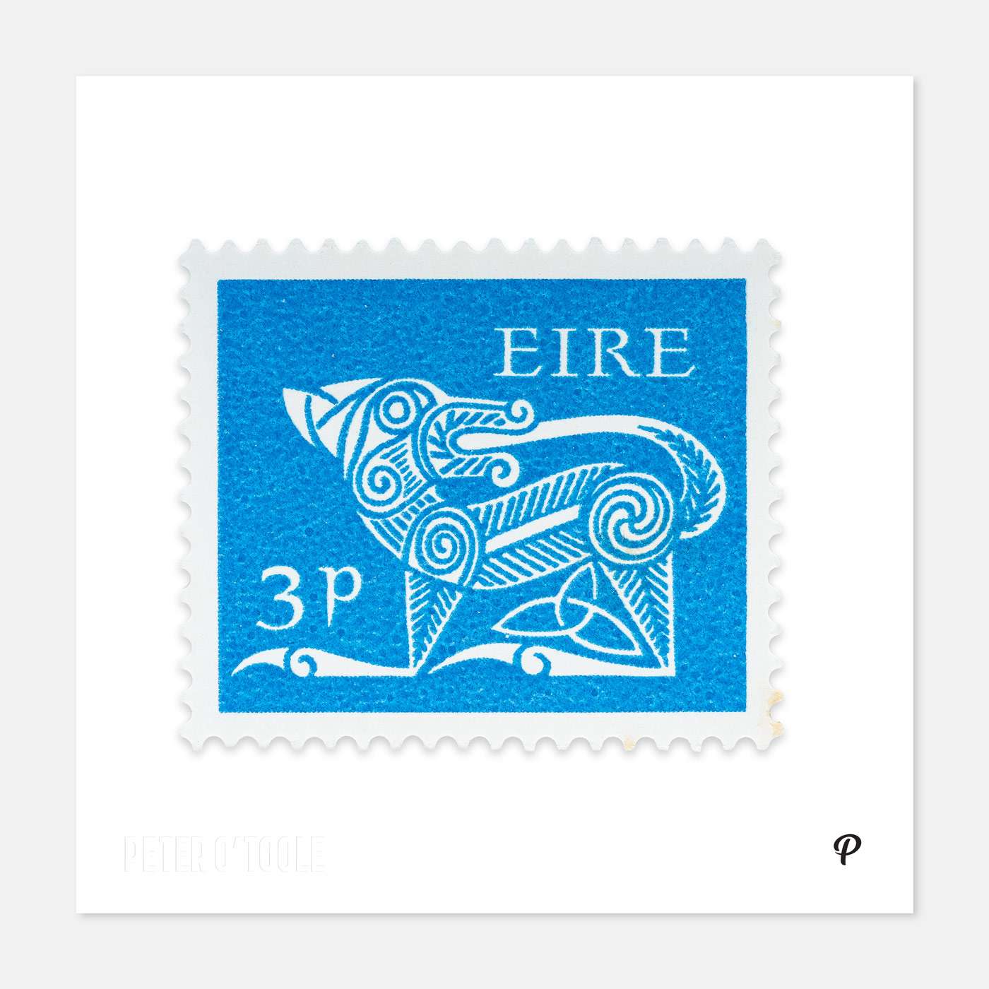 3p Éire Dog Definitive Stamp - Print - Spailpín - 200mm Print