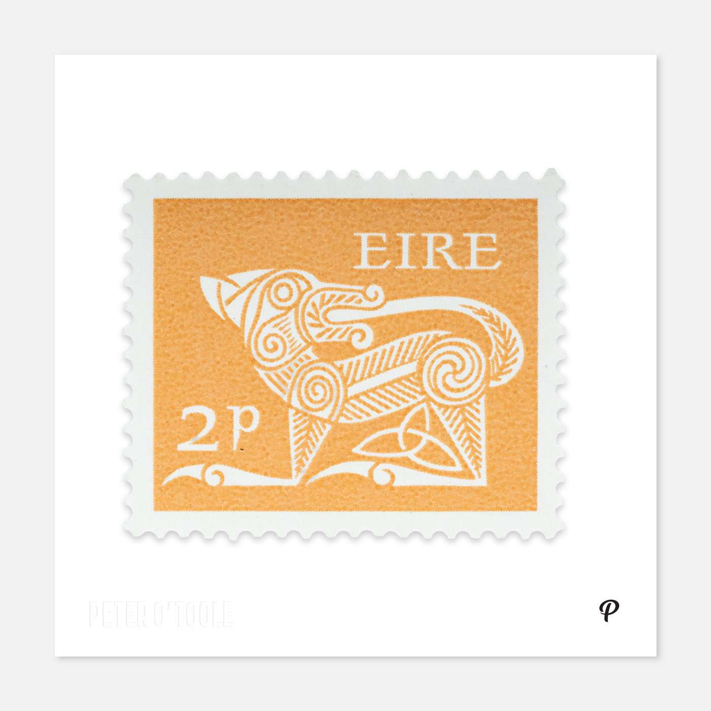 2p Éire Dog Definitive Stamp - Print - Spailpín - 200mm Print