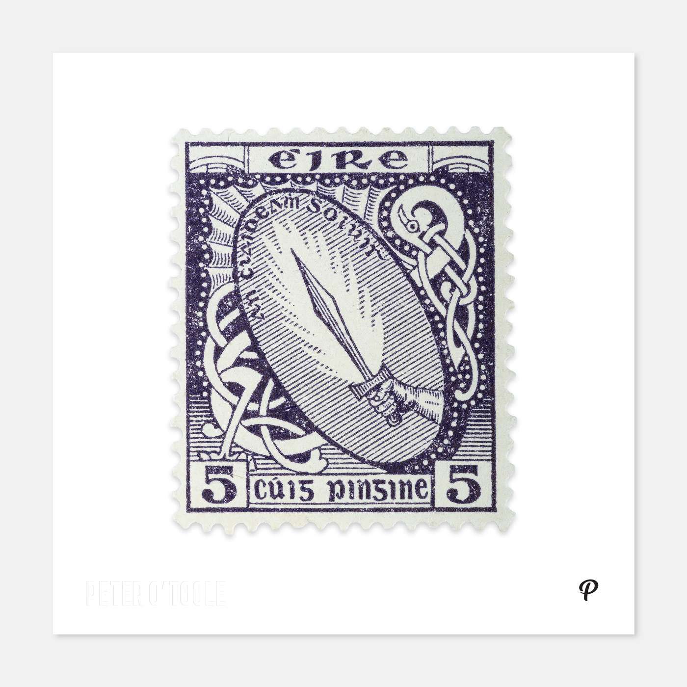 5d Éire Sword of Light Definitive Stamp - Print - Spailpín - 200mm Print