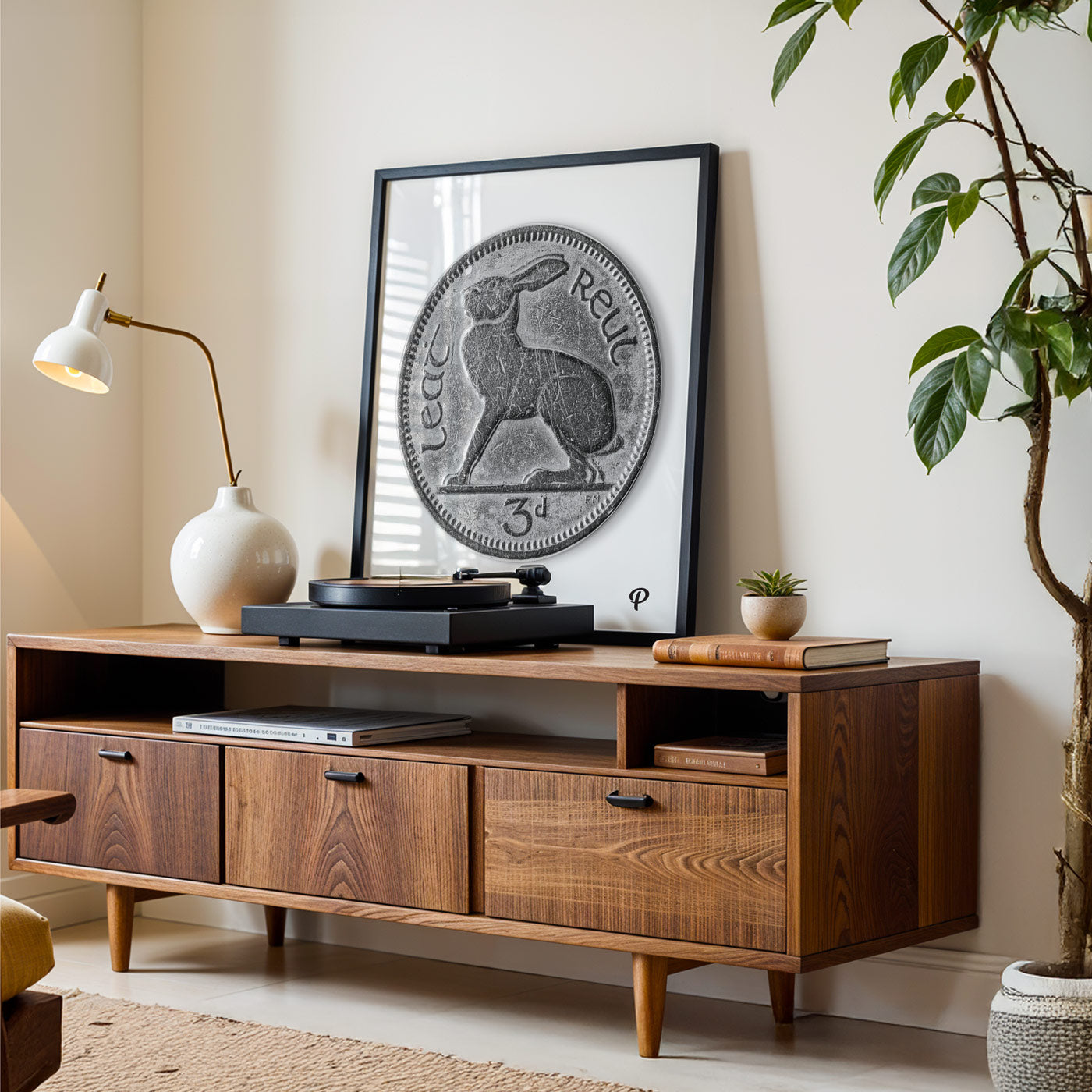 Three Pence Hare Coin Print