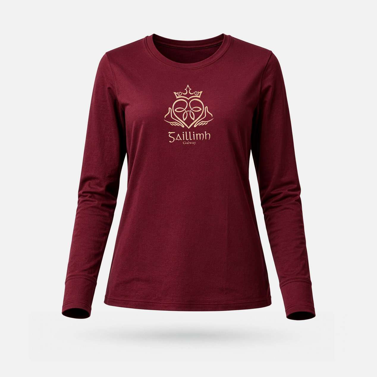 Gaillimh Claddagh - Womens' Long Sleeve T-Shirt - Spailpín - Maroon / S