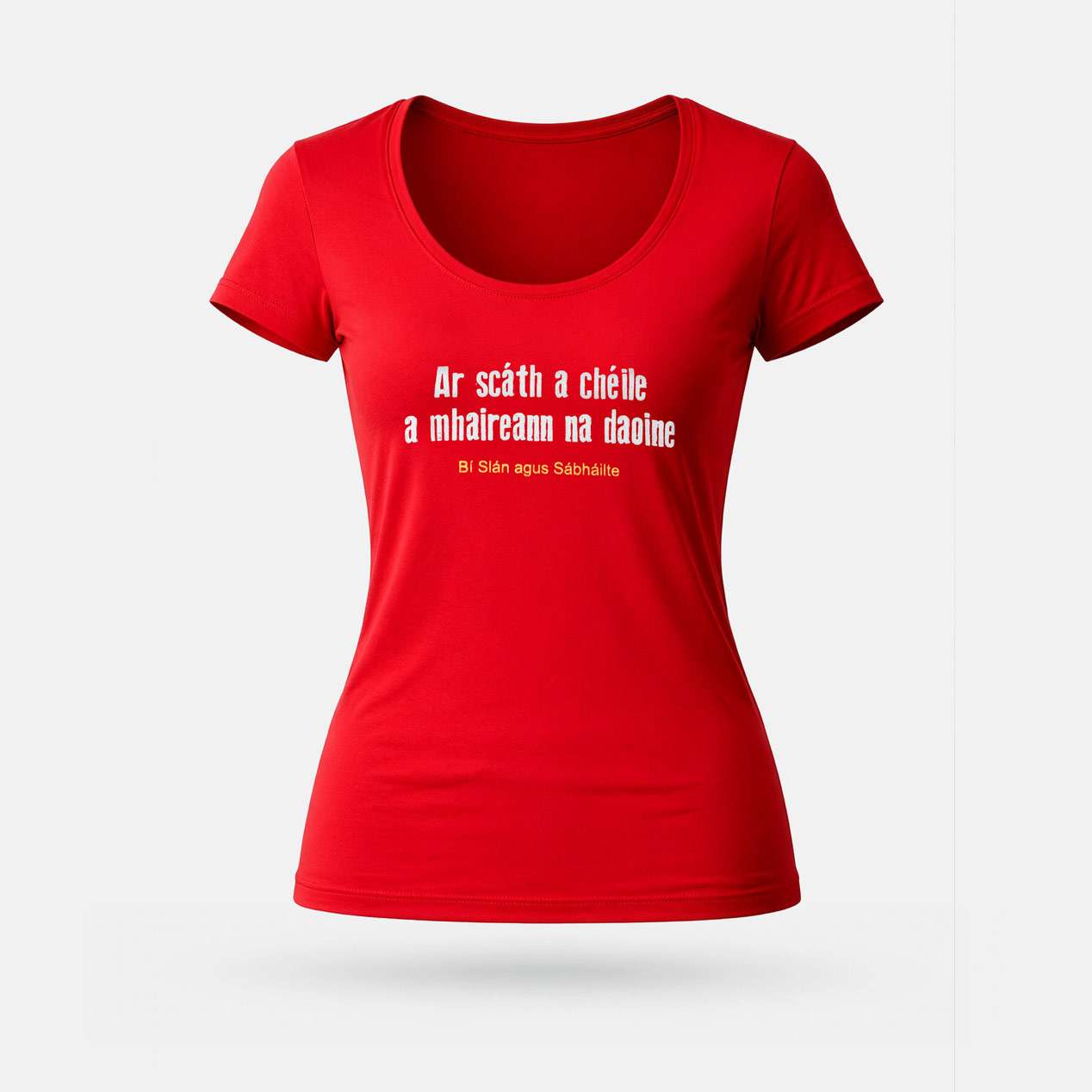 Ar Scáth a Chéile a Mhaireann na Doine - Womens' Scoop Neck T-Shirt - Spailpín - Red / S