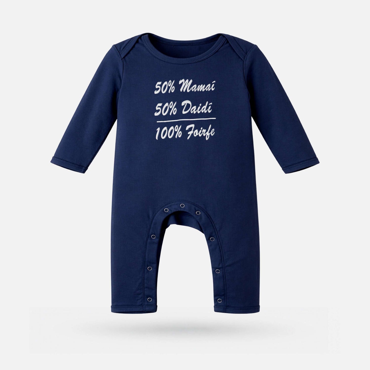 50% Mamaí, 50% Daidí, 100% Foirfe - Baby Romper - Spailpín - 0-3 Months / Navy
