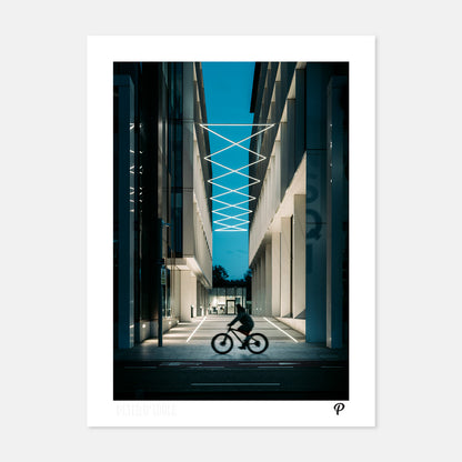 Cyclist Passing Navigation Square Print
