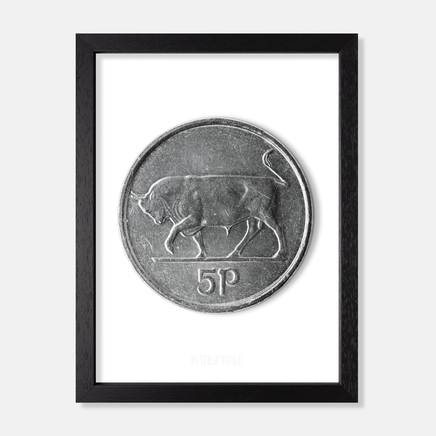 Irish 5p Coin – Bull by Percy Metcalfe - Coin Print