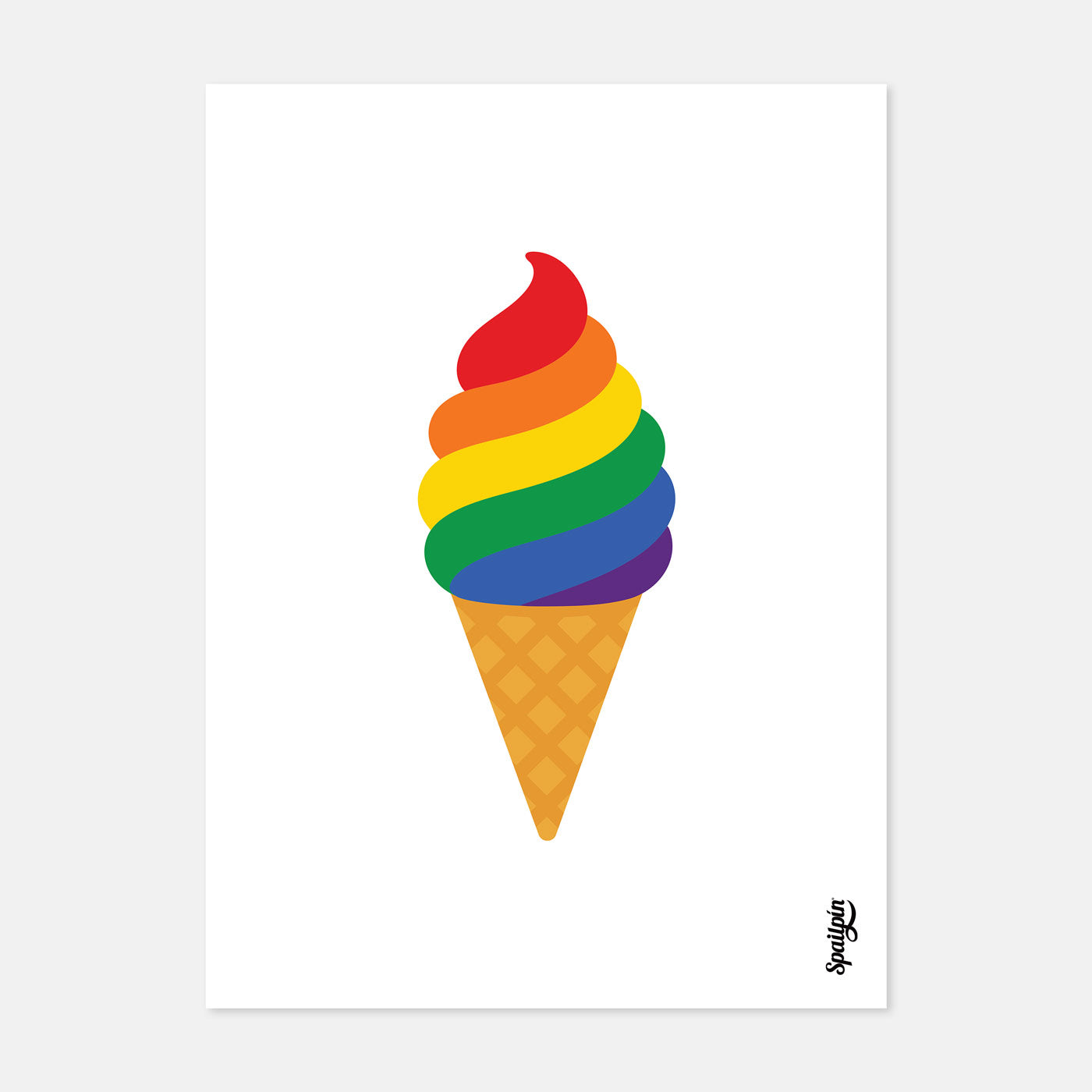 Rainbow Ice-Cream Cone - Print