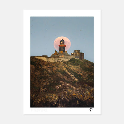 Harvest Supermoon Over Ballycotton Lighthouse Print