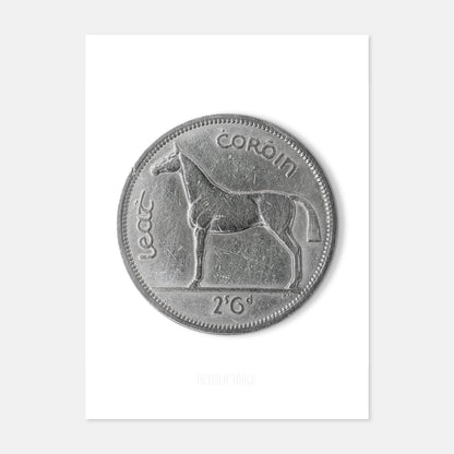 Irish Half Crown (Two Shillings and Sixpence) Coin – Horse by Percy Metcalfe - Coin Print