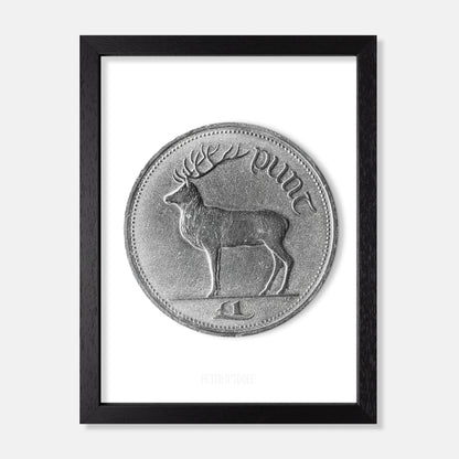 Irish One Pound (£1) Coin – Red Deer Stag by Thomas Ryan - Coin Print
