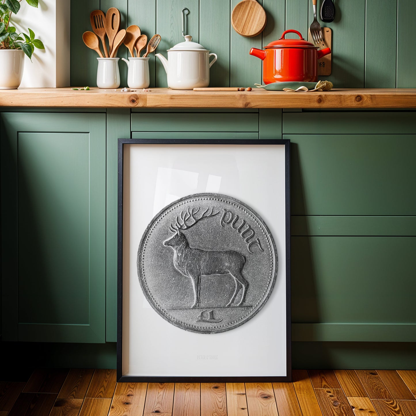 Irish One Pound (£1) Coin – Red Deer Stag by Thomas Ryan - Coin Print