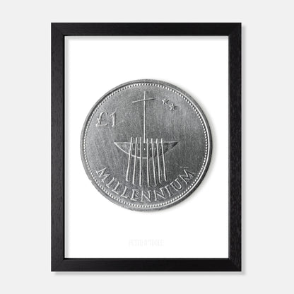 Irish Millennium One Pound (£1) Coin – Broighter Boat by Alan Ardiff & Garrett Stokes - Coin Print