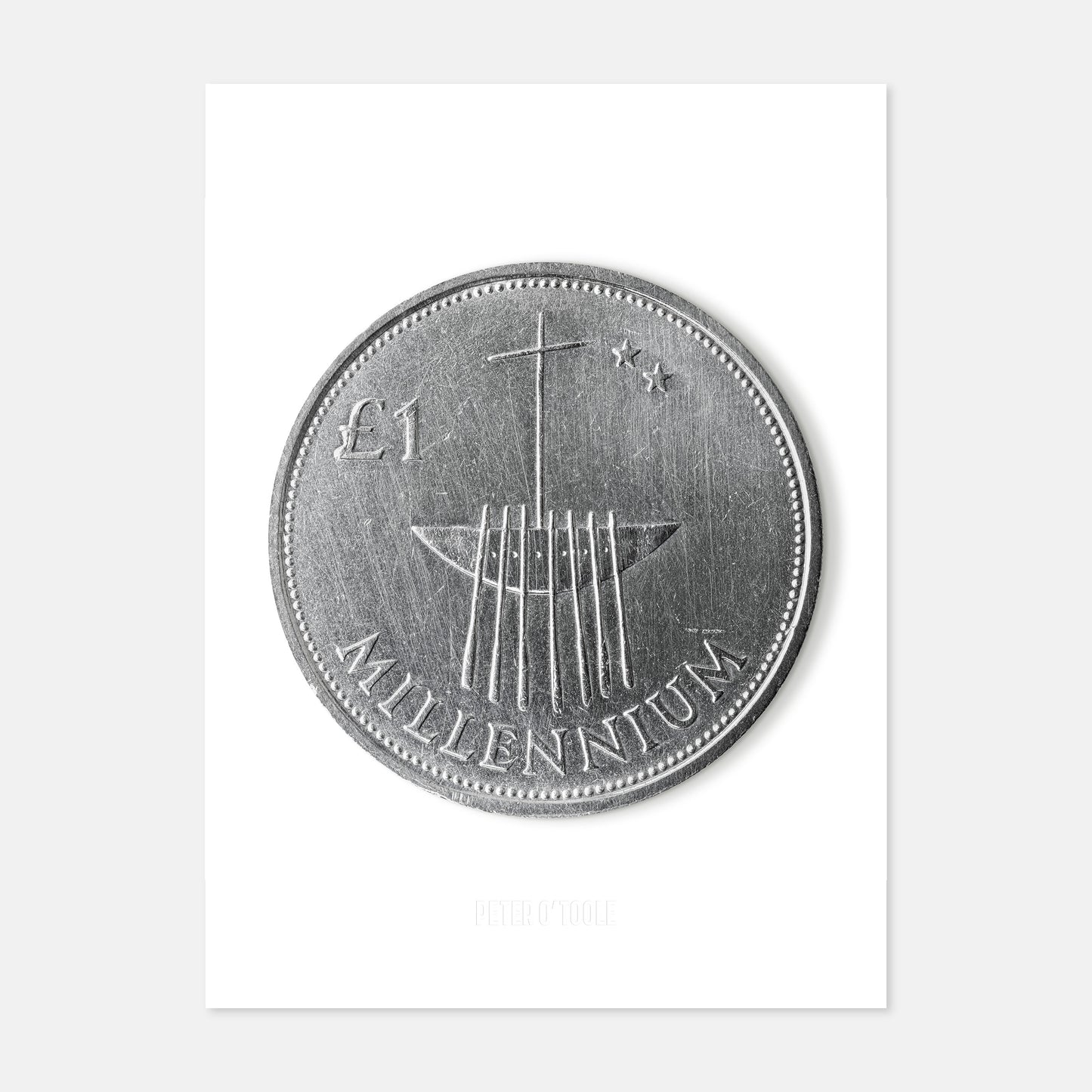 Irish Millennium One Pound (£1) Coin – Broighter Boat by Alan Ardiff & Garrett Stokes - Coin Print