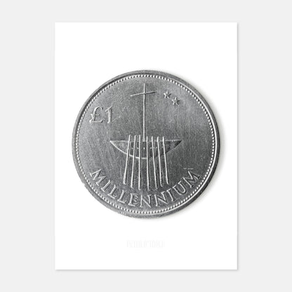 Irish Millennium One Pound (£1) Coin – Broighter Boat by Alan Ardiff & Garrett Stokes - Coin Print