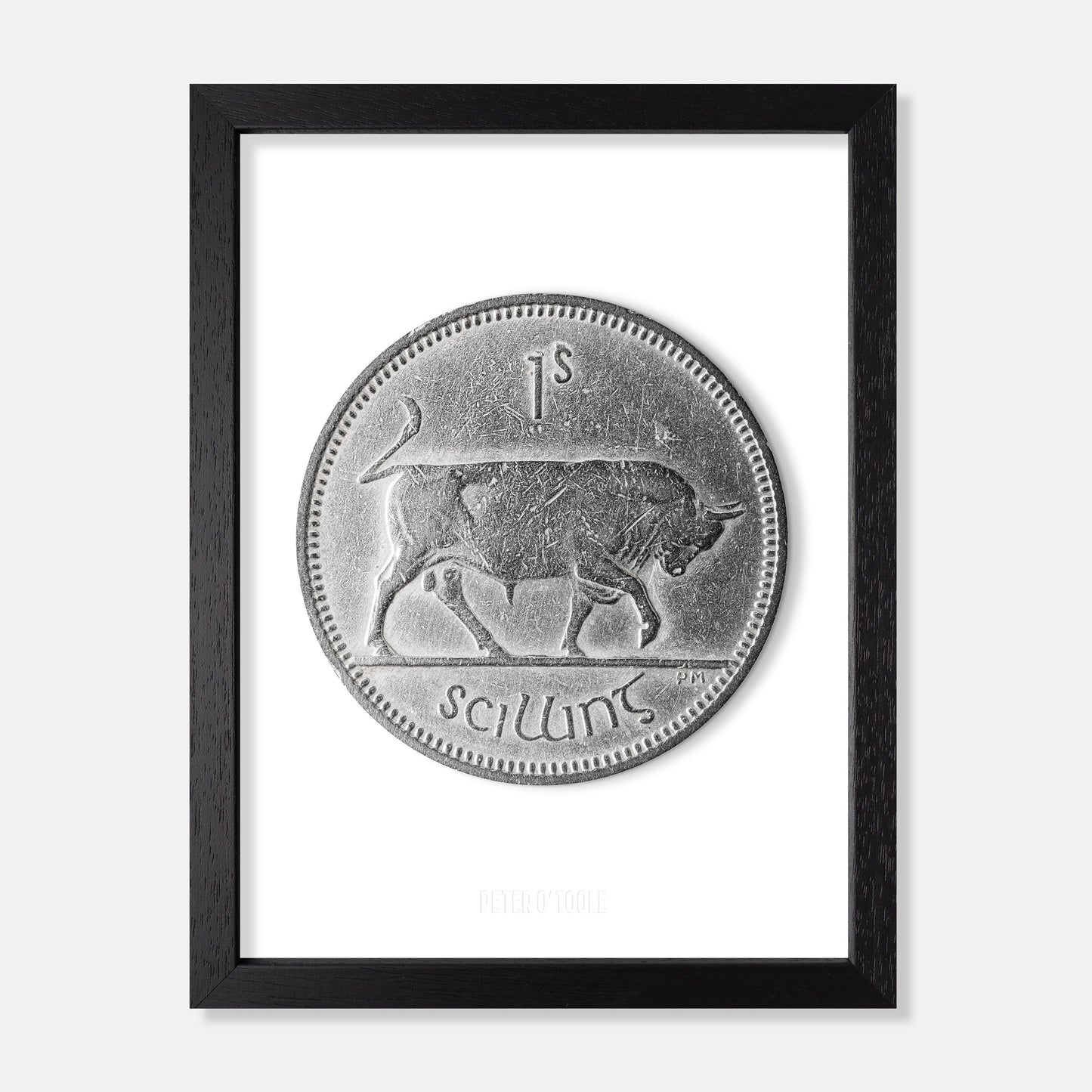 Irish One Shilling Coin – Bull by Percy Metcalfe - Coin Print